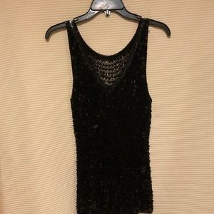 Black flower sequined tank top A.V.V. By Michel Klein Paris
